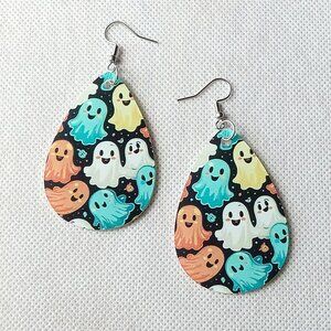 Cute Ghost Earrings, Fun Halloween Teardrop Earrings, Halloween Party Earrings